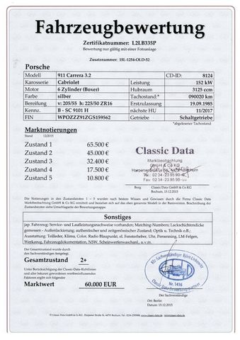 Porsche 911 Carrera 3,2 Cabrio Scheckheft+Classic Data 2 (Bild 30)
